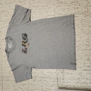 LRG Lifted Research Group Gray Rasta Spellout Logo Crewneck T-Shirt Vintage Y2K